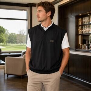 Zero Restriction Club Car Golf Vest Mens L Black Sleeveless Pullover Windbreaker